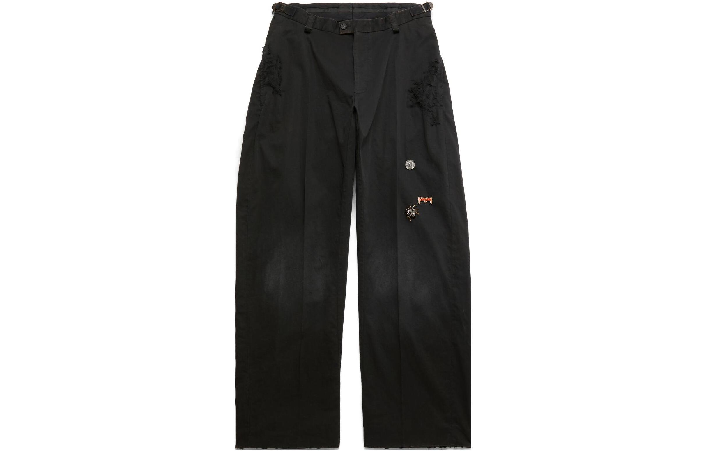 Order 巴黎世家 黑色寬鬆褲配鑽飾胸針細節 746497TBP011000