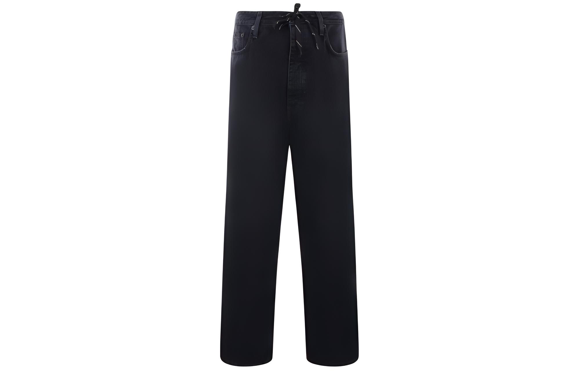 Balenciaga  Black Loose Fit Straight-Leg Drawstring Jeans. 786643TQW592470