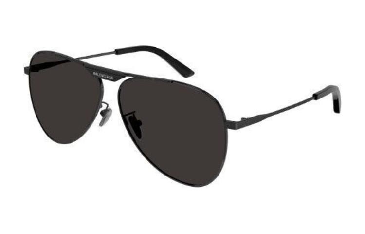 Balenciaga  Black Oval Sunglasses with Metal Letter Logo. BB0244S001