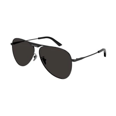 Balenciaga Black Oval Sunglasses with Metal Letter Logo. BB0244S001