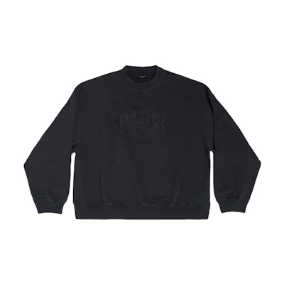 Balenciaga Black Oversized Crewneck Sweatshirt with Letter Appliqué. 697869TLVL81000