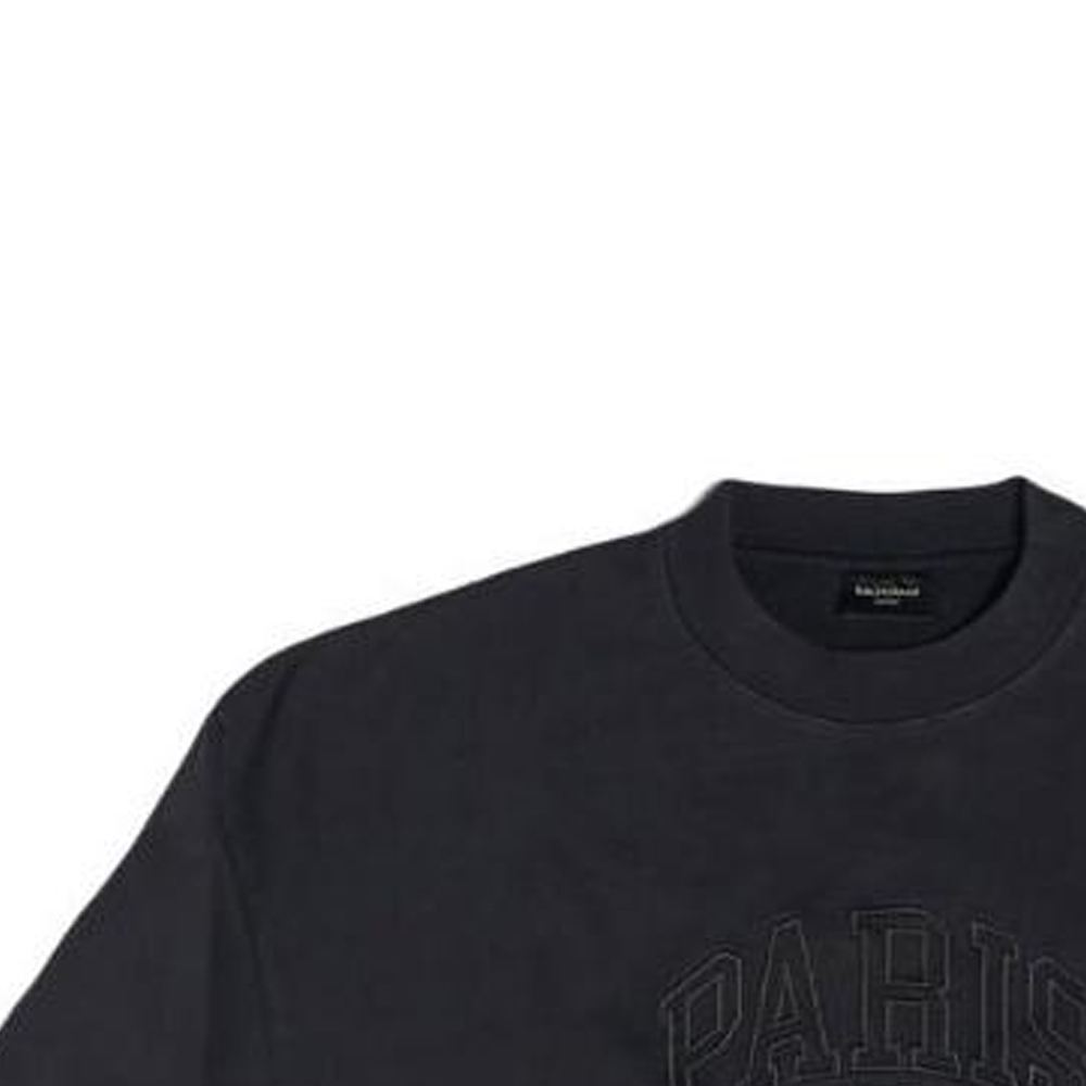 Shop Balenciaga 黑色寬鬆字母貼花圓領長袖上衣 697869TLVL81000