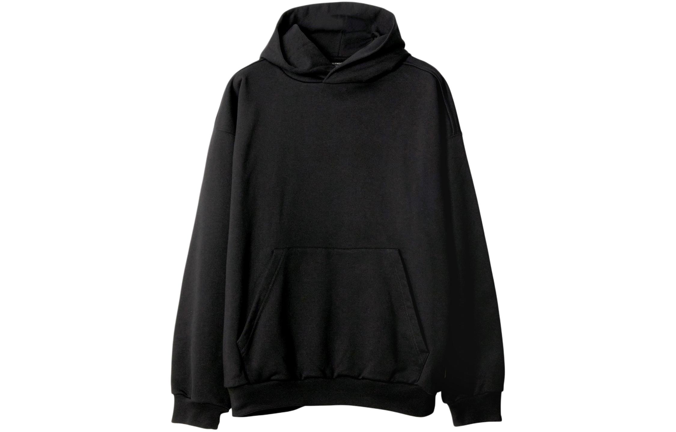 Balenciaga  Black Oversized Hoodie Pullover Long Sleeve Sweatshirt. 773281TPVO91000