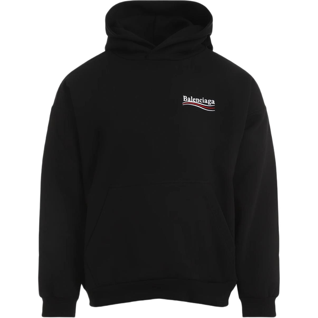 Balenciaga  Black Oversized Hoodie with Letter Print Long Sleeves 767877TKVI91070