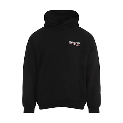 Balenciaga Black Oversized Hoodie with Letter Print Long Sleeves 767877TKVI91070