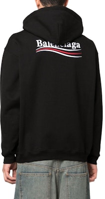 발렌시아가 블랙 오버사이즈 후디 레터 프린트 롱 슬리브 767877TKVI91070 Purchase 발렌시아가 블랙 오버사이즈 후디 레터 프린트 롱 슬리브 767877TKVI91070