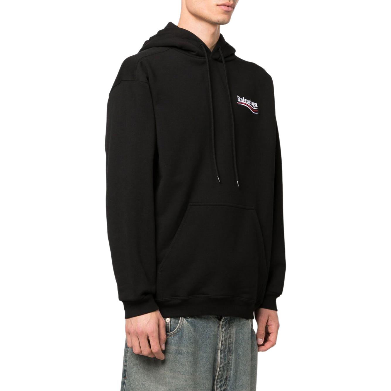 Details for 발렌시아가 블랙 오버사이즈 후디 레터 프린트 롱 슬리브 767877TKVI91070