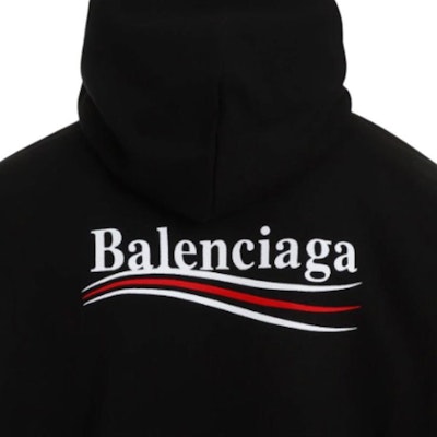 발렌시아가 블랙 오버사이즈 후디 레터 프린트 롱 슬리브 767877TKVI91070 Cheap 발렌시아가 블랙 오버사이즈 후디 레터 프린트 롱 슬리브 767877TKVI91070