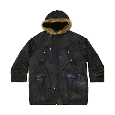 Balenciaga Black Oversized Long Sleeve Mid-Length Zip Coat Jacket. 751730TMO131000