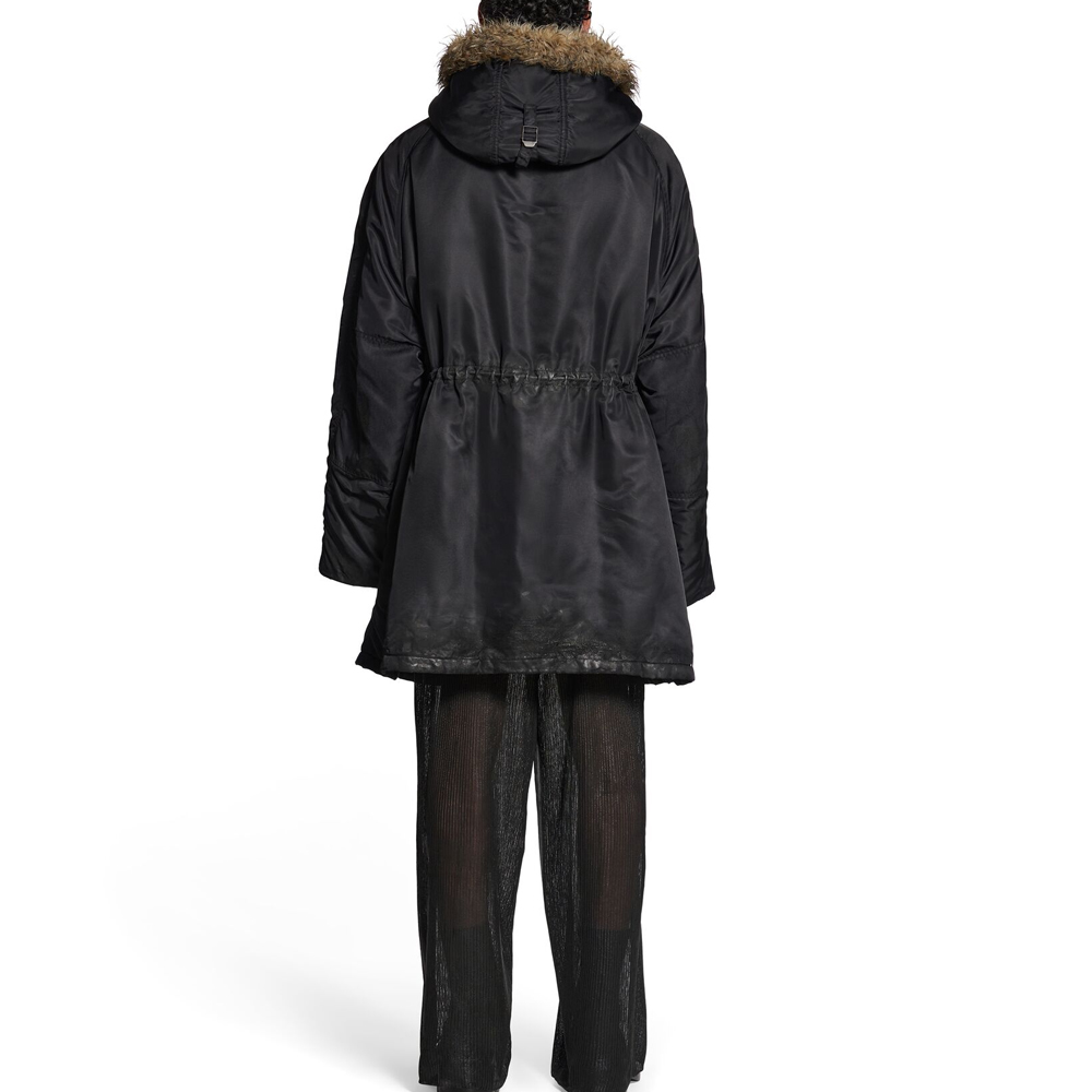 Shop 巴黎世家黑色宽松长袖中长款拉链外套夹克. 751730TMO131000