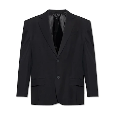 Balenciaga Black Oversized Single-Breasted Blazer Jacket. 768542TPT031000