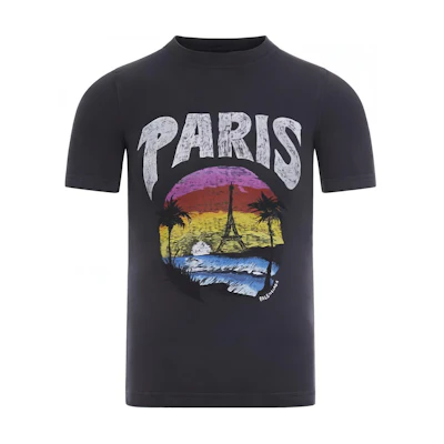 Balenciaga Black Printed Crewneck Regular Fit T-Shirt. 767878TPVM21569