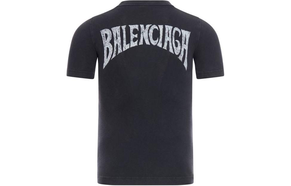 Lookbook Balenciaga  Black Printed Crewneck Regular Fit T-Shirt. 767878TPVM21569