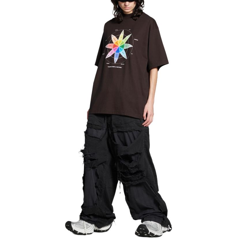 Shop Balenciaga 黑色印花修身圓領T恤 764235TQVS31055