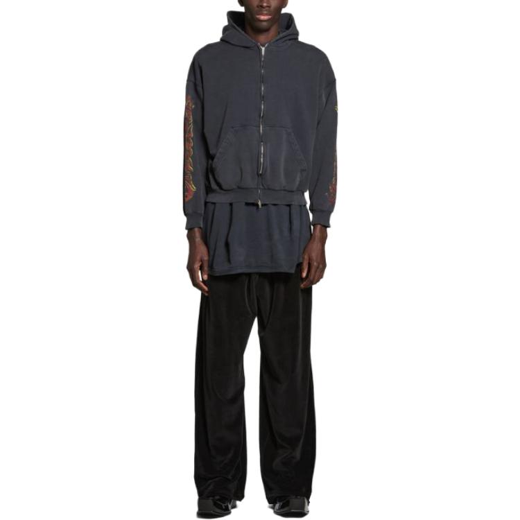 Balenciaga  Black Printed Zip-Up Hoodie with Long Sleeves. 770939TPVM91568 圖 4