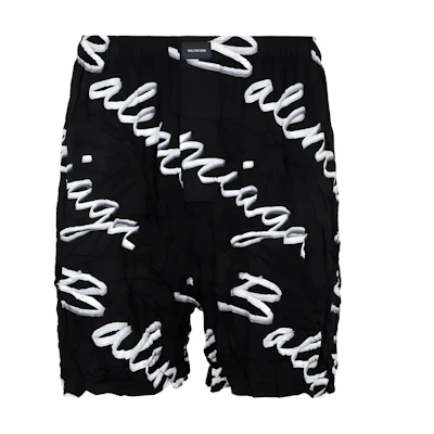 Balenciaga Black Relaxed-Fit Logo Print Casual Shorts. 672410TML131070