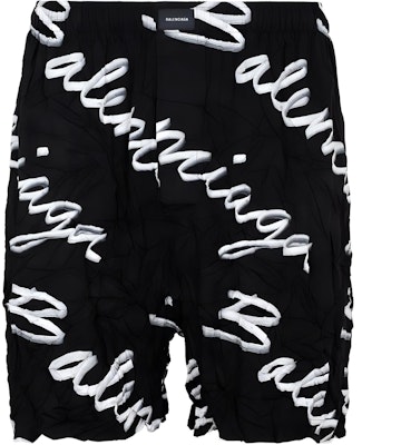 발렌시아가 블랙 로고 프린트 릴랙스 핏 캐주얼 반바지. 672410TML131070 Order 발렌시아가 블랙 로고 프린트 릴랙스 핏 캐주얼 반바지. 672410TML131070