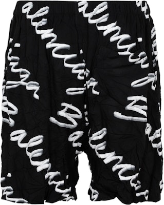 발렌시아가 블랙 로고 프린트 릴랙스 핏 캐주얼 반바지. 672410TML131070 Lookbook 발렌시아가 블랙 로고 프린트 릴랙스 핏 캐주얼 반바지. 672410TML131070