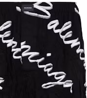 Sizing Balenciaga Black Relaxed-Fit Logo Print Casual Shorts. 672410TML131070