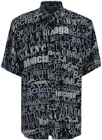 Balenciaga Black Short-Sleeve Shirt with Letter Print Collar. 556854TELF21269 Balenciaga Black Short-Sleeve Shirt with Letter Print Collar. 556854TELF21269