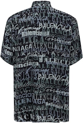 발렌시아가 블랙 반팔 셔츠 레터 프린트 칼라. 556854TELF21269 Lookbook 발렌시아가 블랙 반팔 셔츠 레터 프린트 칼라. 556854TELF21269