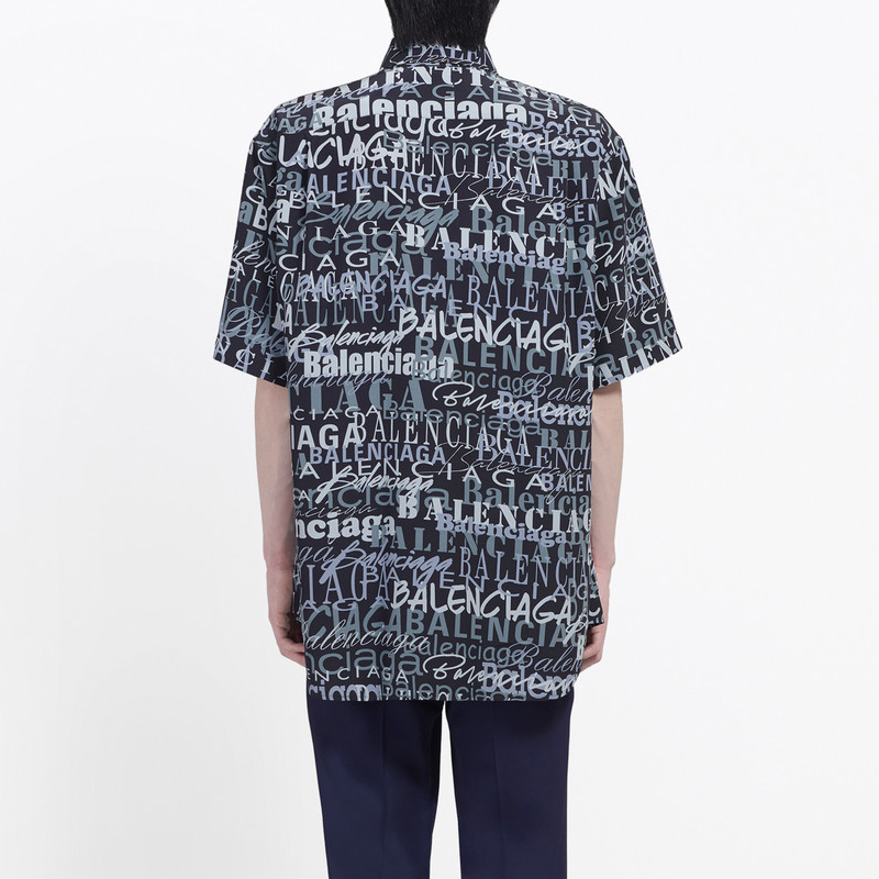 Details for 발렌시아가 블랙 반팔 셔츠 레터 프린트 칼라. 556854TELF21269