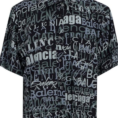 발렌시아가 블랙 반팔 셔츠 레터 프린트 칼라. 556854TELF21269 Cheap 발렌시아가 블랙 반팔 셔츠 레터 프린트 칼라. 556854TELF21269