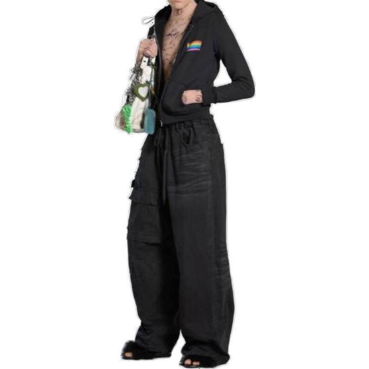 Lookbook 발렌시아가 블랙 솔리드 컬러 카고 팬츠 레귤러 핏. 786645TQW541071