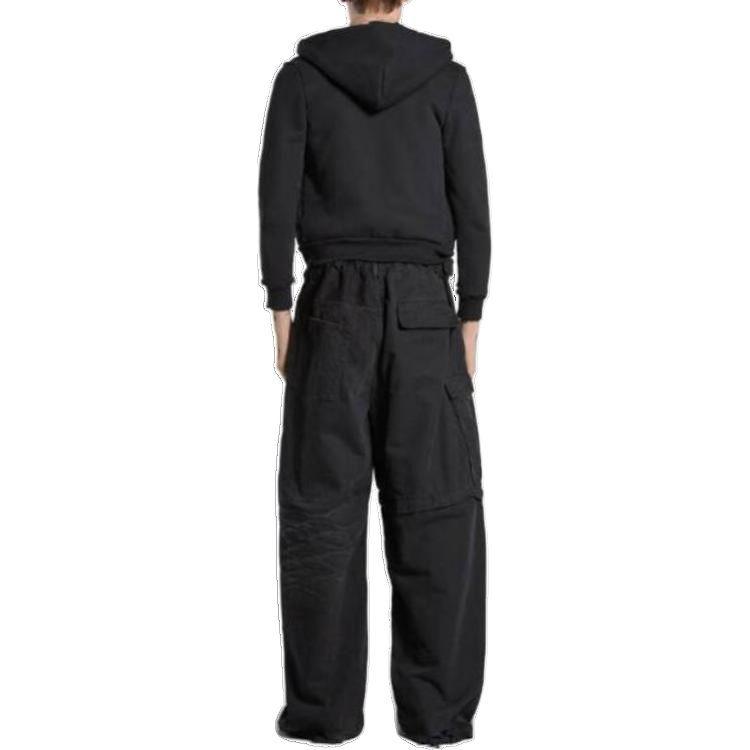 Shop 발렌시아가 블랙 솔리드 컬러 카고 팬츠 레귤러 핏. 786645TQW541071