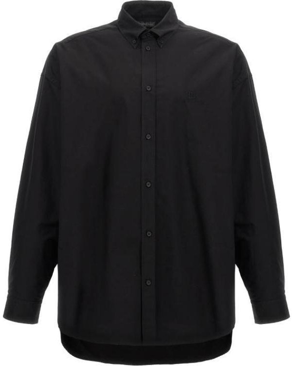 balenciaga-black-solid-color-long-sleeve-button-up-shirt-classic-fit-796982-tnm-601000