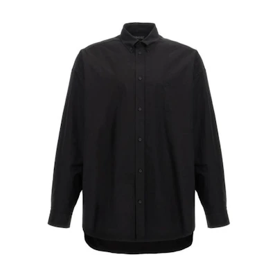 Balenciaga Black Solid Color Long Sleeve Button-Up Shirt Classic Fit 796982TNM601000