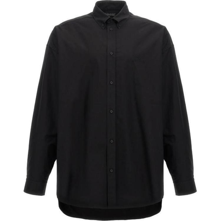 Order 발렌시아가 블랙 솔리드 컬러 클래식 핏 긴팔 버튼업 셔츠 796982TNM601000