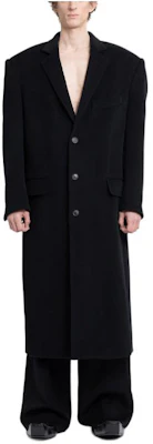 Balenciaga Mantel Hitam Panjang dengan Lapel, Butang Tunggal & Lengan Panjang. 772772TOU021000 Order Balenciaga Mantel Hitam Panjang dengan Lapel, Butang Tunggal & Lengan Panjang. 772772TOU021000