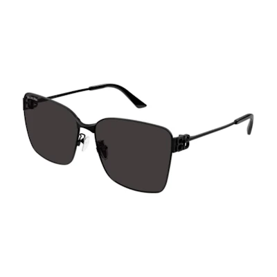 Balenciaga Black Square Metal Sunglasses with Cutout Temples. BB0338SK001