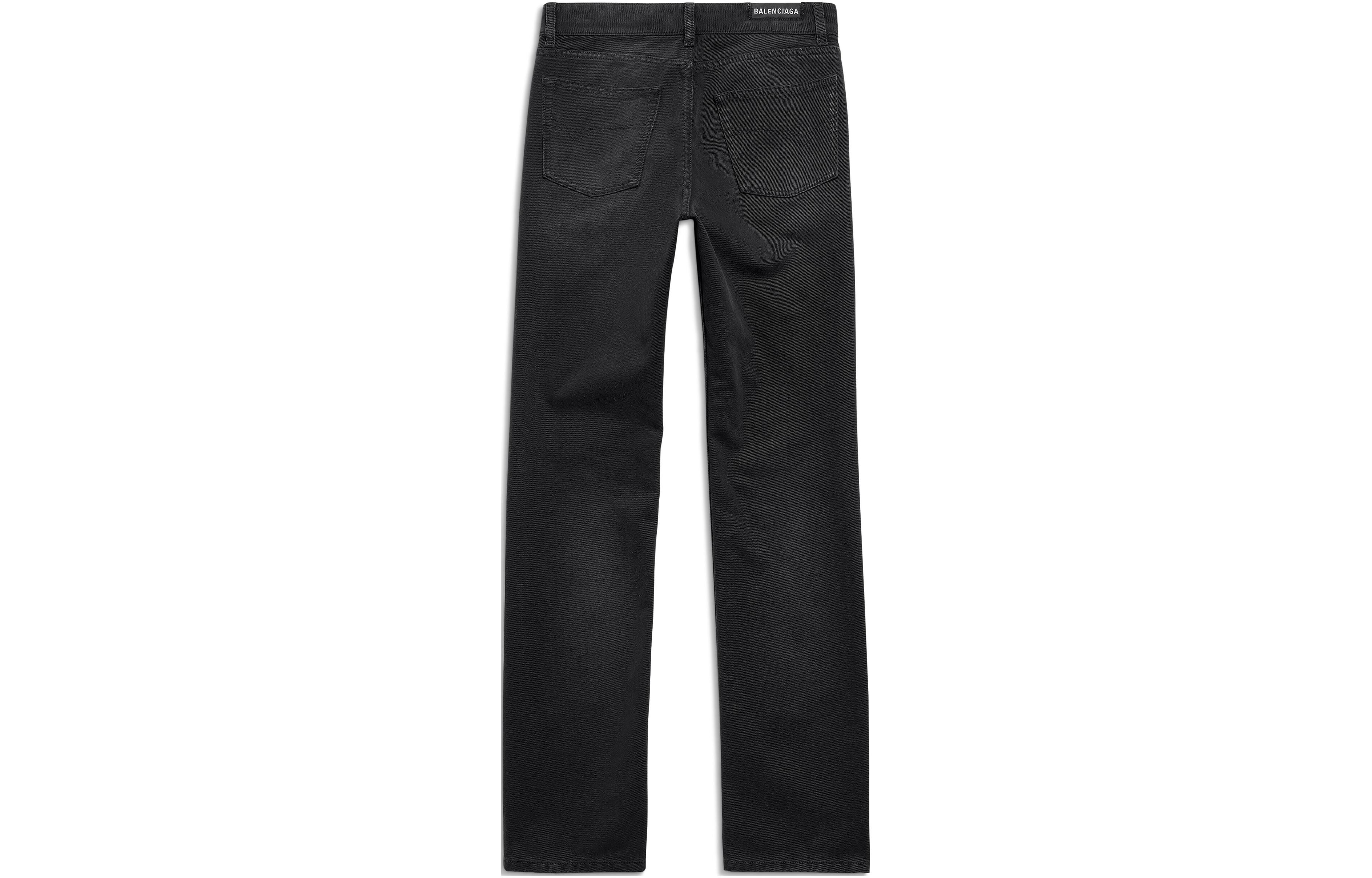 Lookbook 발렌시아가 블랙 스트레이트 레그 지퍼 캐주얼 팬츠 레귤러 핏. 767973TNW111672