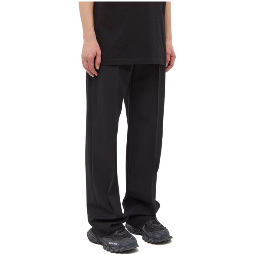 Lookbook 발렌시아가 블랙 스트레이트 레그 지퍼 캐주얼 팬츠 루즈핏. 725469TNT031000