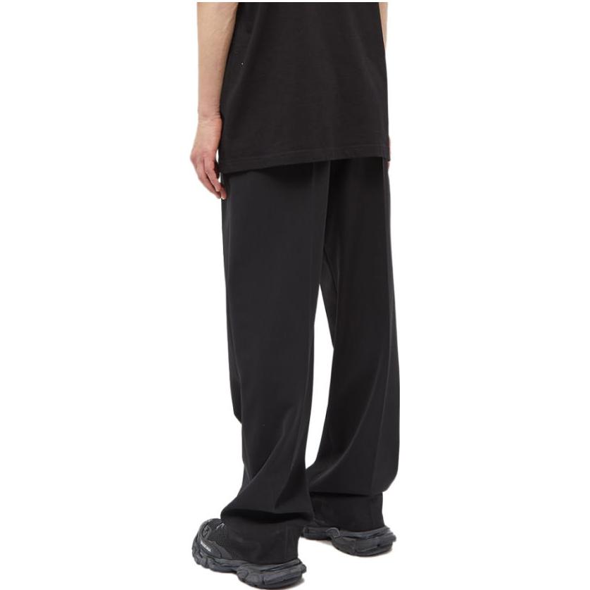 Shop 발렌시아가 블랙 스트레이트 레그 지퍼 캐주얼 팬츠 루즈핏. 725469TNT031000