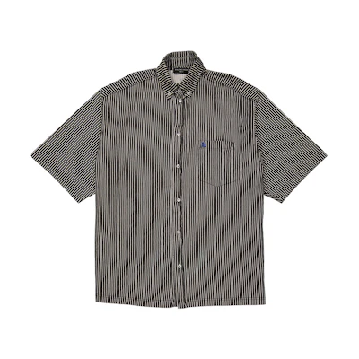 Balenciaga Black Striped Short-Sleeve Slim Fit Shirt 681755TLVJ91070