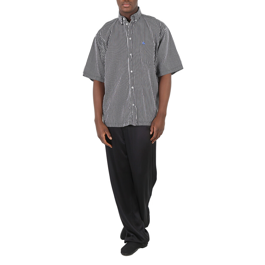 Purchase Balenciaga  Black Striped Short-Sleeve Slim Fit Shirt 681755TLVJ91070