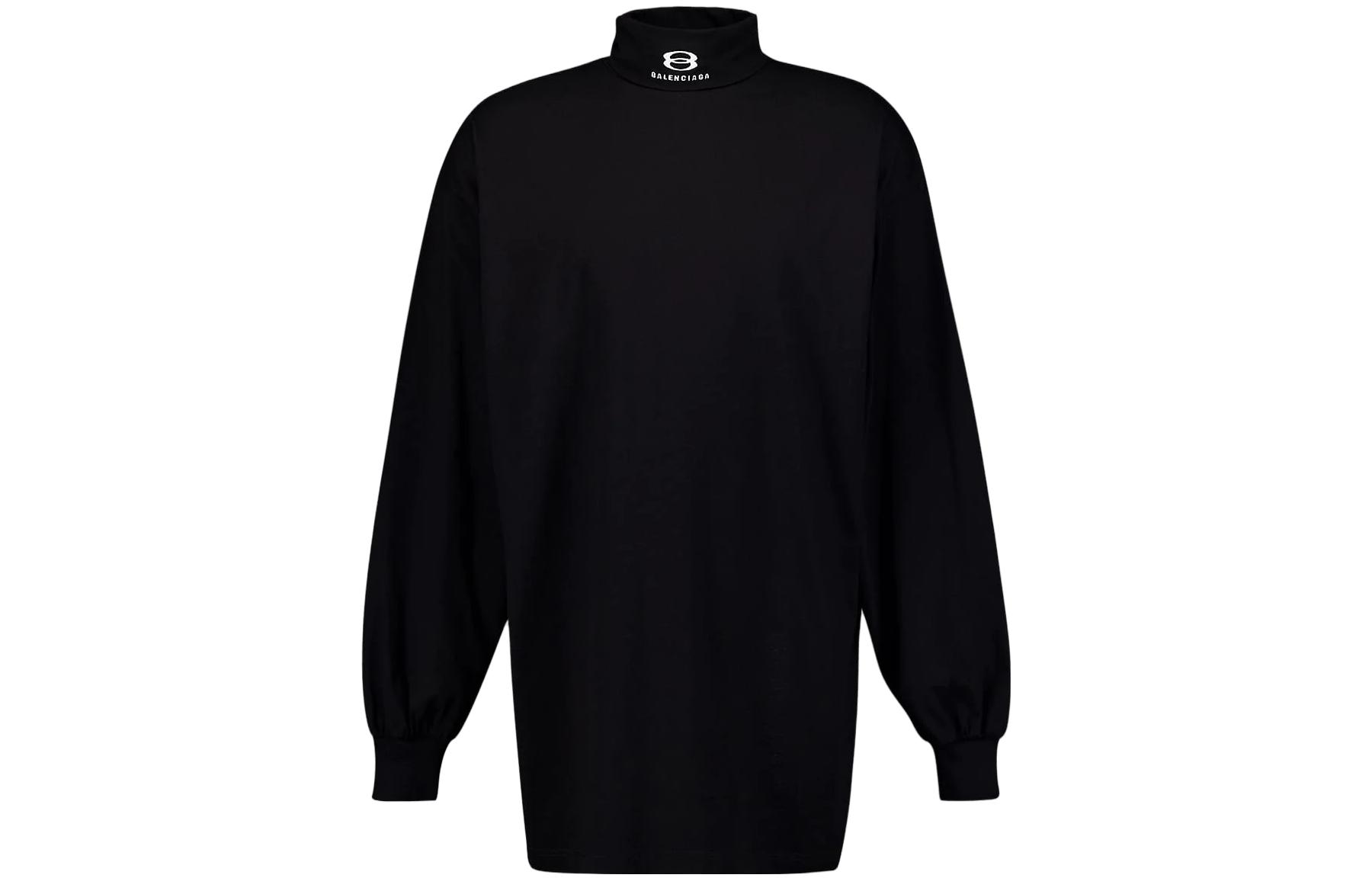 Order Balenciaga  Black Turtleneck Logo Sweater Regular Fit Long Sleeve. 767849TPVG81070