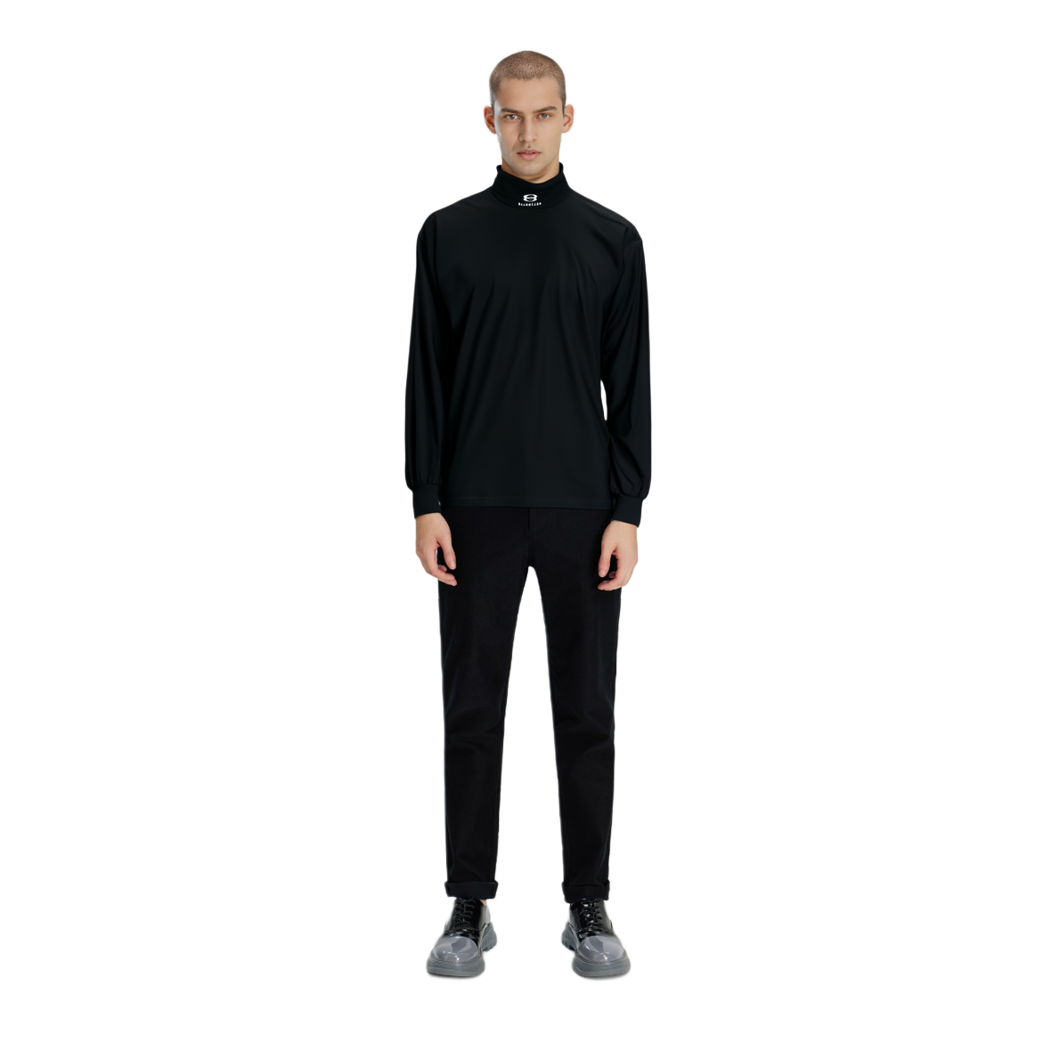 Purchase Balenciaga  Black Turtleneck Logo Sweater Regular Fit Long Sleeve. 767849TPVG81070