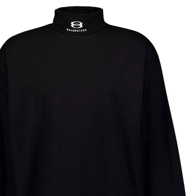 Details for Balenciaga  Black Turtleneck Logo Sweater Regular Fit Long Sleeve. 767849TPVG81070