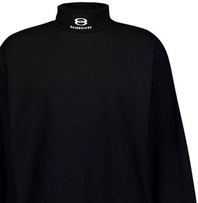Balenciaga Black Turtleneck Logo Sweater Regular Fit Long Sleeve. 767849TPVG81070 Details for Balenciaga Black Turtleneck Logo Sweater Regular Fit Long Sleeve. 767849TPVG81070