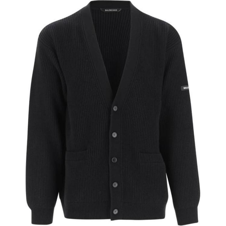 Balenciaga  Black V-Neck Button-Up Knit Cardigan Sweater. 813062T1703-1000 圖 2