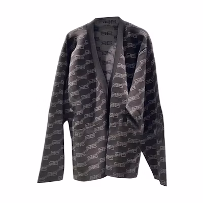 Balenciaga Black V-Neck Logo Knit Cardigan Long Sleeve Regular Fit. 735711T32531269