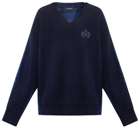 balenciaga-blue-checkered-v-neck-long-sleeve-knit-sweater-704271-t41308275