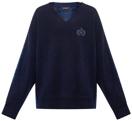 발렌시아가 블루 체크 브이넥 긴팔 니트 스웨터. 704271T41308275 Buy 발렌시아가 블루 체크 브이넥 긴팔 니트 스웨터. 704271T41308275