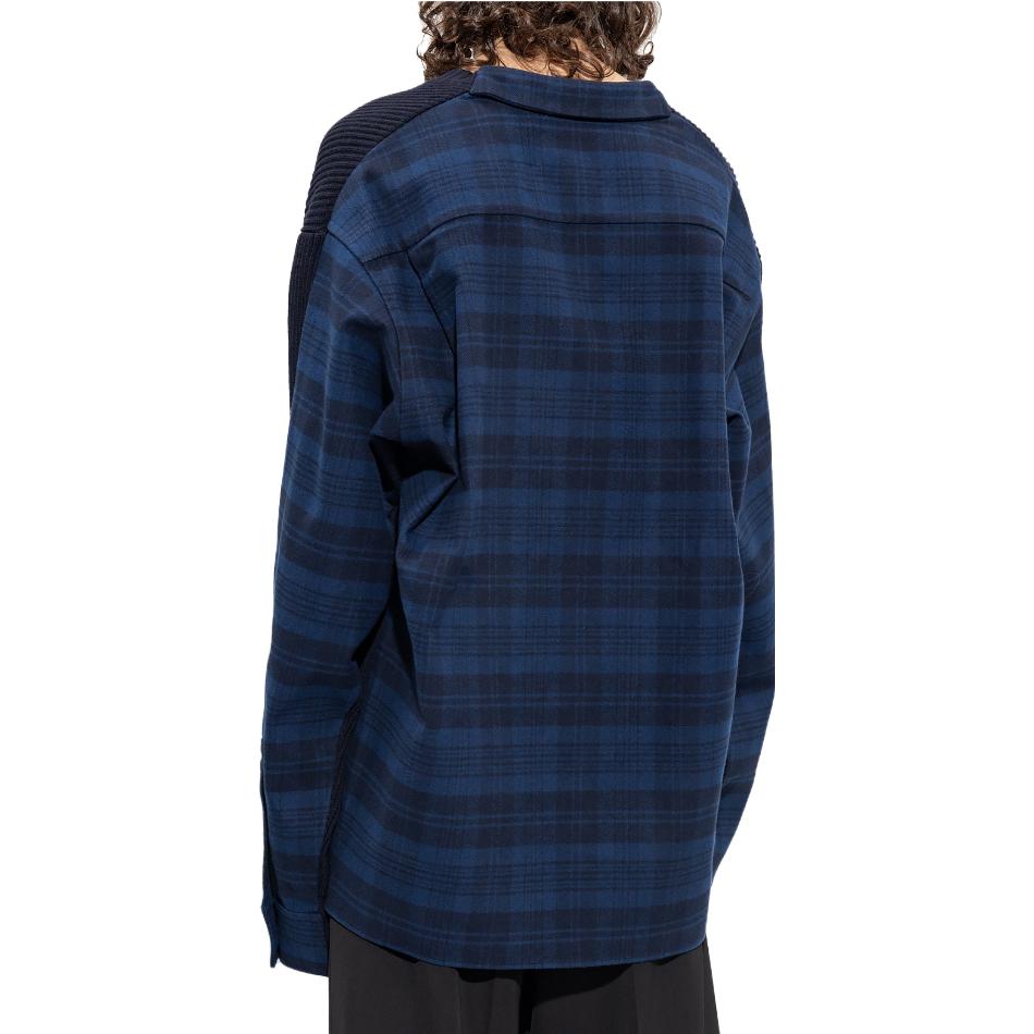 Shop 발렌시아가 블루 체크 브이넥 긴팔 니트 스웨터. 704271T41308275