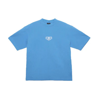 Balenciaga Blue Crewneck Short Sleeve T-Shirt Regular Fit 612966TMVG74090