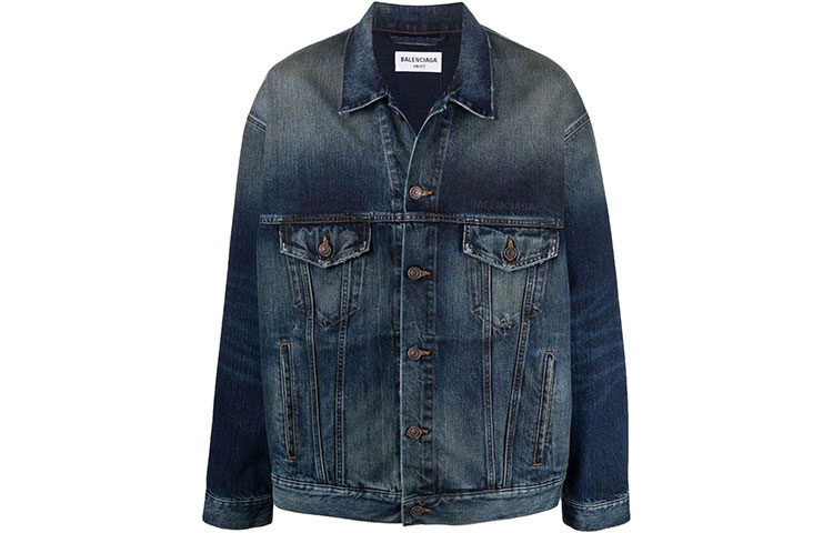 Order Balenciaga Jaket Denim Biru dengan Sulaman Logo. 671889TJW754021